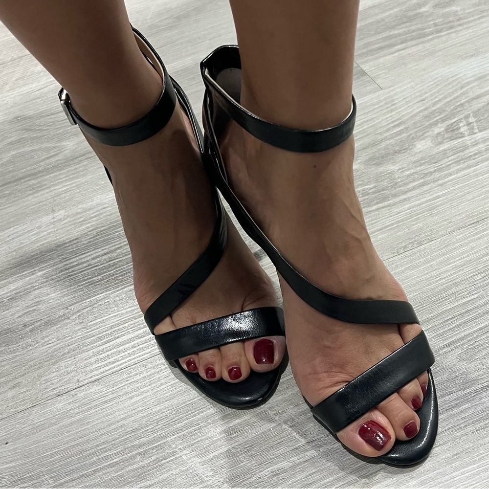 BCBG women shoes with slight dent from storage. Pre owned slightly used.